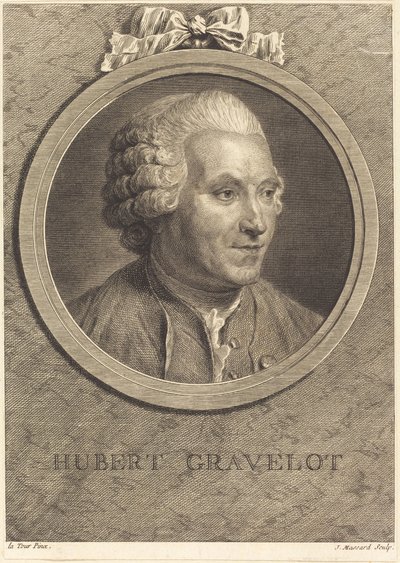 Hubert Gravelot door Jean Massard after Maurice Quentin de La Tour