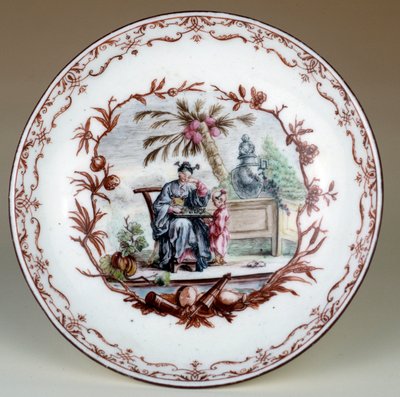 Porseleinen bord met een Chinese schaakscène door Jean Michel Liotard