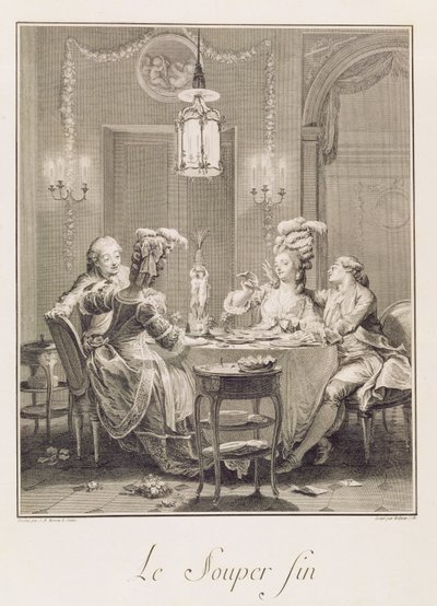 Het fijne avondmaal, 1781, gegraveerd door I.S. Helman (1743-1809) door Jean Michel the Younger Moreau