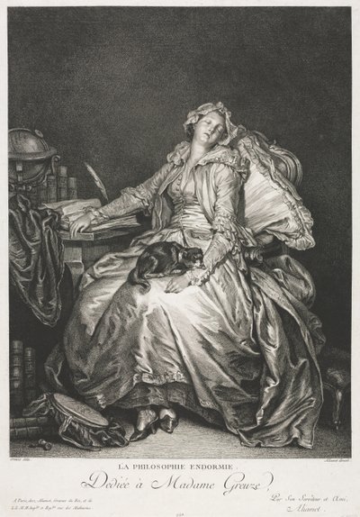 Madame Greuze slapend door Jean Michel the Younger Moreau