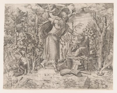 Abraham die Isaac offert, 1535-55 door Jean Mignon