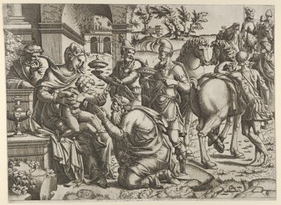 Aanbidding der wijzen door Jean Mignon