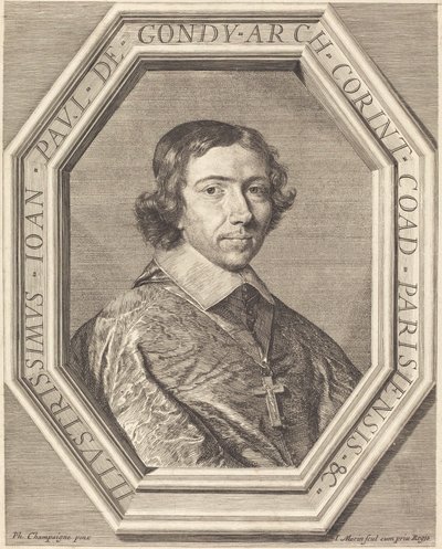 Jean Francois Paul de Gondy door Jean Morin after Philippe de Champaigne