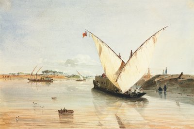Nijlboot door Jean Nicolas Henri de Chacaton