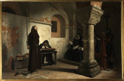 Bernard Delicieux voor het Inquisitietribunaal door Jean Paul Laurens