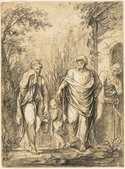 Abraham verdrijft Hagar en Ismaël door Jean Pierre Antoine Tassaert