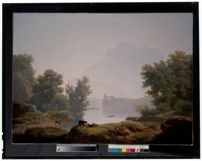 Ochtend en avond: Een klassiek landschap met herders, een aquaduct daarachter door Jean Pierre Pequignot