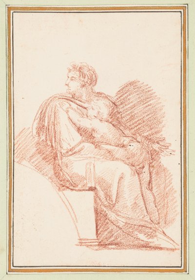 Josiah met Jechoniah in zijn armen, voorouders van Christus uit het plafond van de Sixtijnse Kapel door Michelangelo door Jean Robert Ango