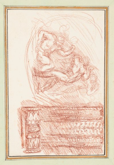Twee mannelijke figuren en een decoratief motief door Jean Robert Ango
