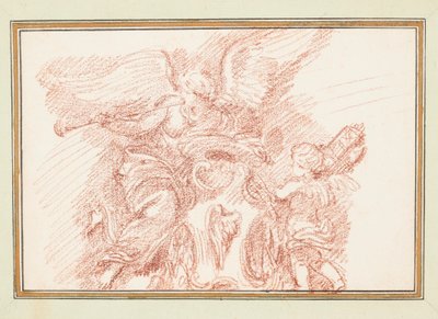 Gevleugelde figuur met een hoorn en putto met fasces door Jean Robert Ango