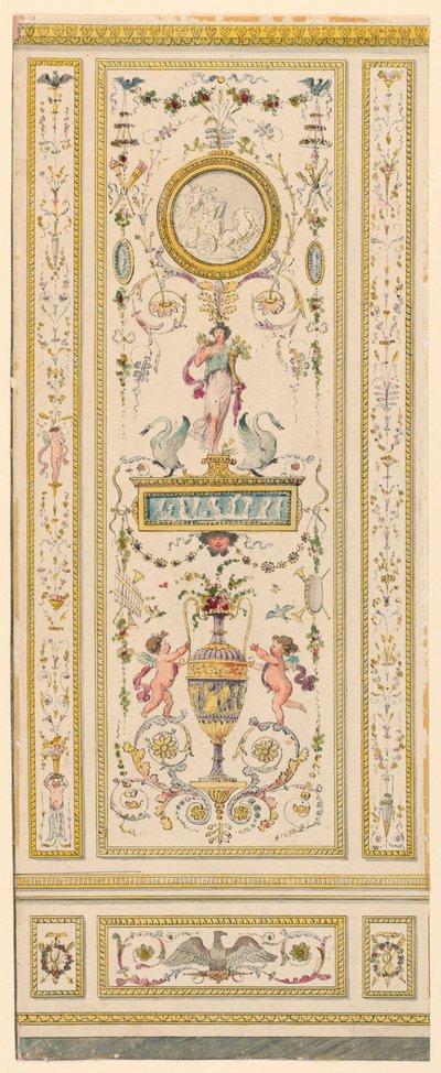 Tekening, ornamentpaneel, 1775-1800 door Jean Simeon Rousseau