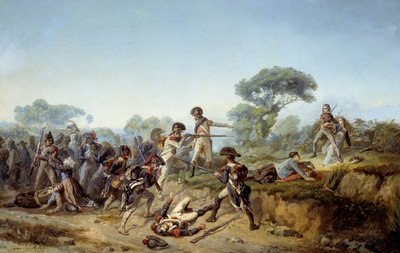 Oorlog van Vendée de ridder Charles de Bois-Hardy die zijn geliefde wil redden (1795) door Jean Soreuil