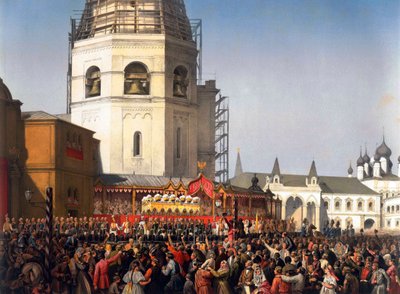 Processie na de kroning van Tsaar Alexander II van Rusland, Moskou, 1856 door Jean Sorieul