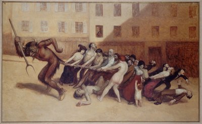 De Parijzenaars trekken de duivel aan de staart, ca. 1920 door Jean Veber