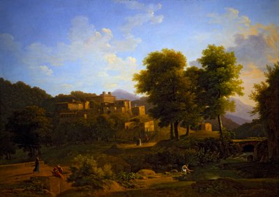 Uitzicht op een stad in de Sabijnse heuvels door Jean Victor Bertin
