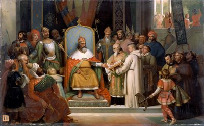 Karel de Grote ontvangt Alcuin, 780 door Jean Victor Schnetz