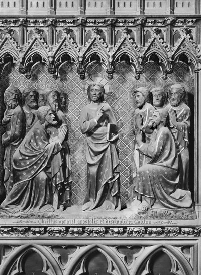 Kathedraal, interieur, koorscherm, Jezus Christus verschijnt aan de apostelen en discipelen in Galilea, ca. 1340-51 door Jean and Jean Le Boutellier Ravy