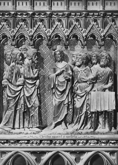Kathedraal, interieur, koorscherm, Jezus Christus verschijnt aan de apostelen, ca. 1340-51 door Jean and Jean Le Boutellier Ravy