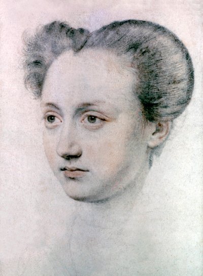 Marie Touchet (1549-1638) minnares van de Franse koning Charles IX, ca.1570 (tekening) door Jean de Court