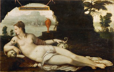 Eva Prima Pandora, ca.1550 (schilderij op hout) door Jean the Elder Cousin
