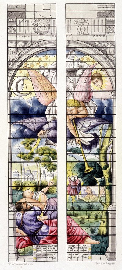 Reproductie van een scène van de Apocalyps, geschilderd door Jean Cousin de Oudere (1490-1560), Heilige Kapel van Vincennes door Jean the Elder Cousin