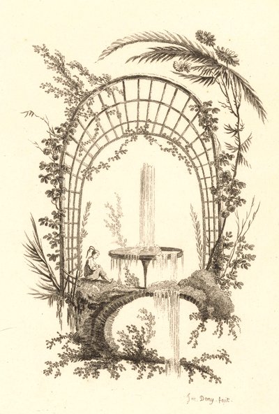 Fontein onder pergola door Jeanne Deny