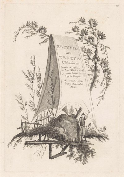 Man met stok bij tent door Jeanne Deny