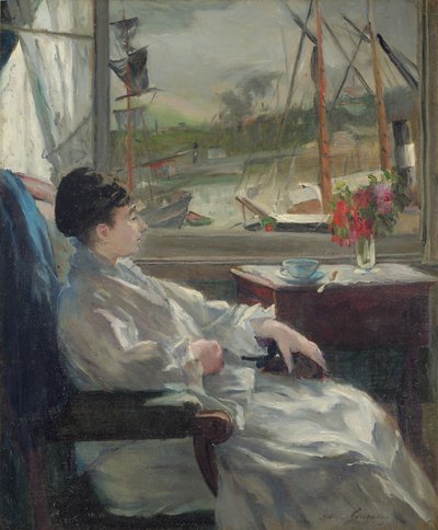 Portret van Eva Gonzalès door Jeanne Guérard Gonzalès