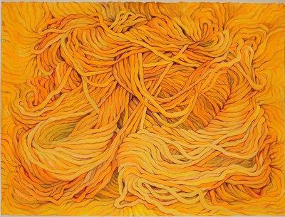 Wolgeel, 2013 (gouache op papier) door Jeanne Maze