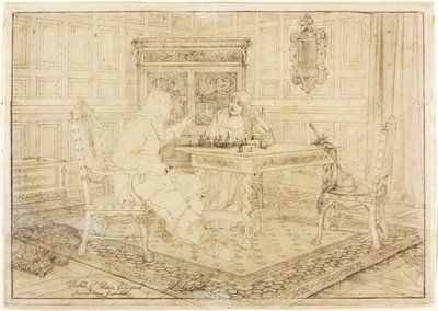 Schets van "Chess Players door Jefferson David Chalfant