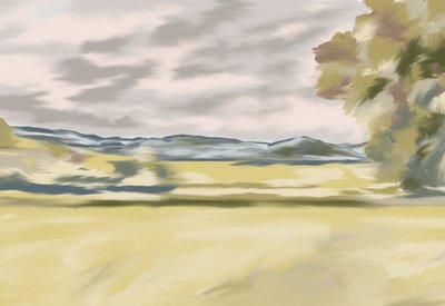Landschap met glooiende heuvels door Jenna Alheit