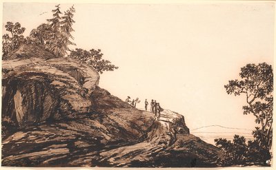 Berglandschap met Mensen en Ezels op een Weg door Jens Juel