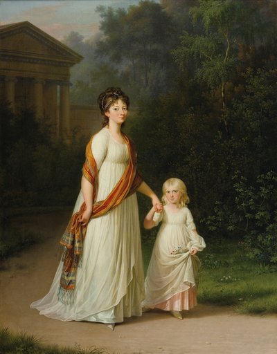 Marie Sophie Frederikke, prinses van Denemarken en haar dochter, prinses Caroline door Jens Juel