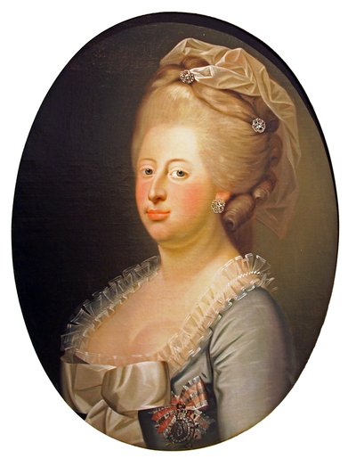 Portret van Caroline Mathilde, koningin van Denemarken en Noorwegen door Jens Juel