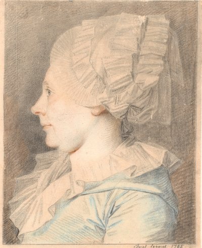Portret van Anne Cathrine Maaløe, geboren Basse. Profiel naar links door Jens Juel