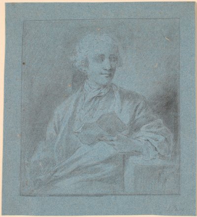 Studie van een zittende jonge man met een stuk papier in de hand (halffiguur en face) door Jens Juel