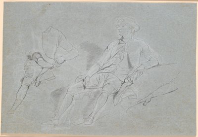 Schets voor een portret van een heer, zittend in de open lucht door Jens Juel