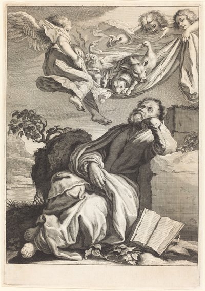 De droom van Sint Pieter door Jeremias Falck after Johann Liss