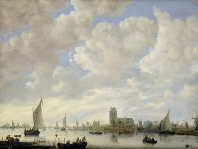 Gezicht op de Merwede bij Dordrecht door Jeronymus van Diest (II) (attributed to)