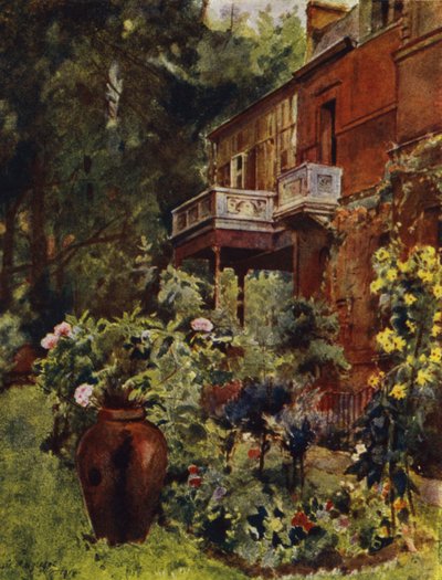 Leighton House, het balkon van de studio, vanuit de tuin door Jessie MacGregor