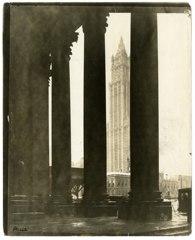 Woolworth Gebouw, de torenhoge spits gebouwd met stuivers en dubbeltjes, New York, VS, c.1914-40 door Jessie Tarbox Beals