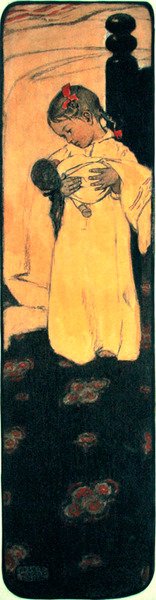 Klein meisje met pop door Jessie Willcox Smith