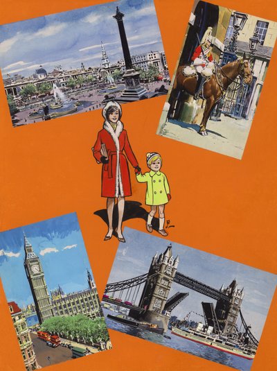 Op bezoek in Londen in de jaren 1960 (gouache op papier) door Jesus Blasco
