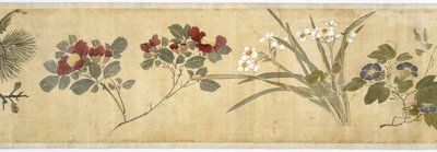 Honderd bloemen, begin 17e eeuw (geschilderde zijde) (detail) door Jiayan Chen