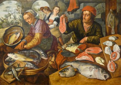 Frans: Le Marché aux poissons Vismarkt door Joachim Beuckelaer