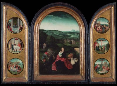 Rust tijdens de vlucht naar Egypte drieluik, ca 1515 door Joachim Patinir follower of