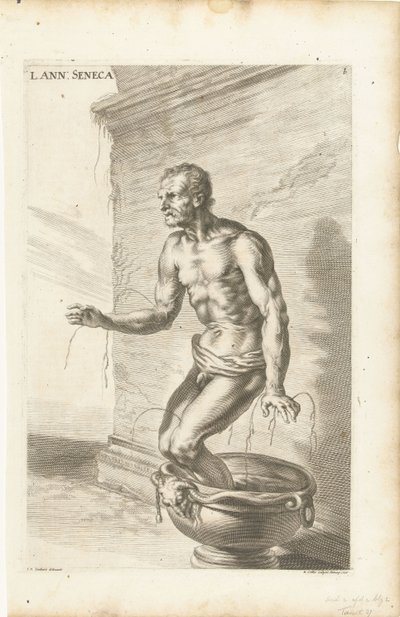 Seneca, gegraveerd door Richard Collin door Joachim von (after) Sandrart