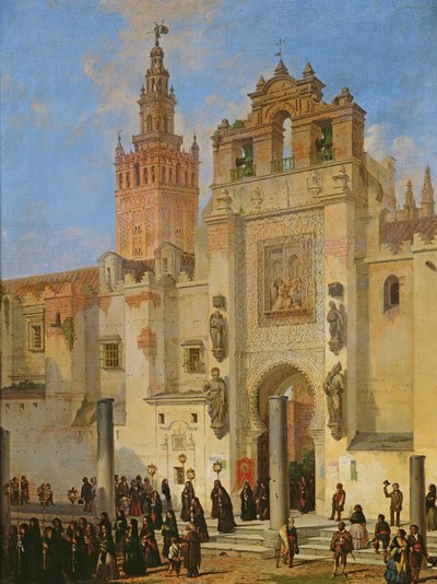 Religieuze processie in Sevilla door Joachin Dominguez Becquer