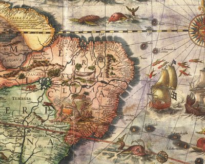 Kaart van Amerika gemaakt door Joan Blaeu door Joan Blaeu