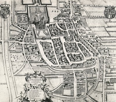 Kaart van Racconigi, gravure door Joan Blaeu (1596-1673), Italië door Joan Blaeu
